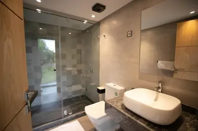 a bathroom with a sink and a shower at Riad Bella Montana in Fès