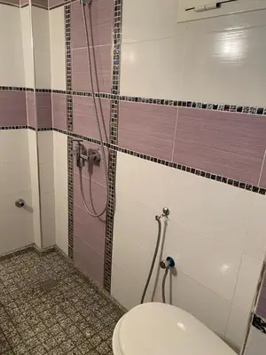 a bathroom with a shower and a toilet in it at Appartement Yasin Meknes in Meknès