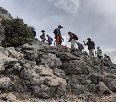 a group of people standing on top of a mountain at TAZEKKA PARC HOTEL in Taza