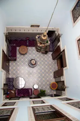 a view from above of a room with a ceiling at Riad Baba in Fès