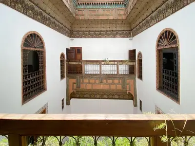 an outside view of a building with windows at Riad 9 Fez in Fès