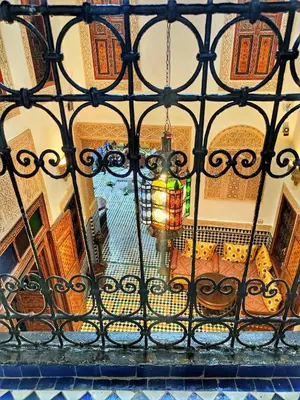 a view of a room through a gate at Dar Hafsa in Fès