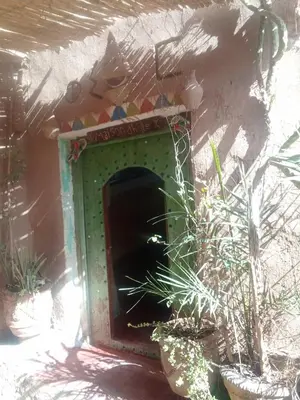 a door in the side of a building with plants at Maison d'hôtes tilleli in Tamnougalt