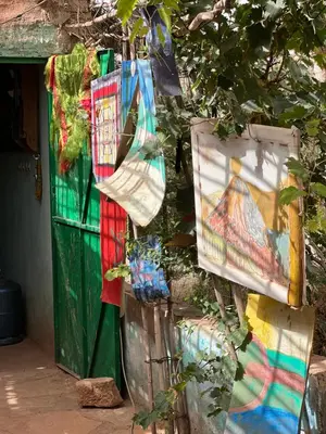 a group of bags hanging on a tree at Auberge haut atlas in Tinerhir