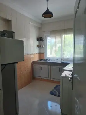 a kitchen with a refrigerator and a sink in it at Appart. Bien équipé centre ville in Fès