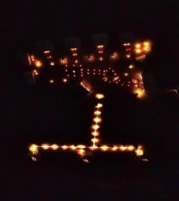 a view of a bunch of lights at night at Sky View Camp in Merzouga