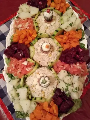 a plate of food with vegetables on a table at Gite Vanadenite in Midelt
