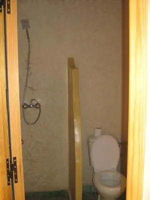 a bathroom with a toilet and a shower at Riad Ecobio in Aït Yous