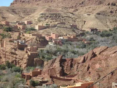 a village on the side of a mountain at Riad Ecobio in Aït Yous