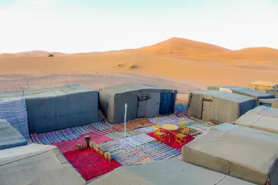 an aerial view of a building in the desert at Merry Desert Camp in Merzouga