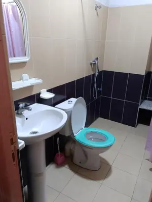 a bathroom with a toilet and a sink at Hotel Des voyageur in Ouarzazate