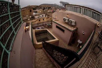 an overhead view of a balcony of a building at Dar Elhaja Rahma in Fès
