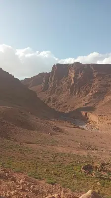 a view of a desert with a mountain in the background at Auberge ALI Todra A Natural Oasis in Tinerhir