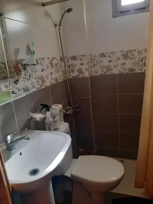 a bathroom with a sink and a toilet and a shower at Charmant appartement à louer à meknès in Meknès