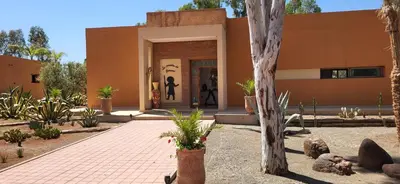 a building with a courtyard with plants in front of it at Le Jardin de Jeanne in Marrakech