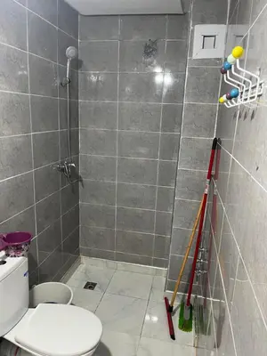 a bathroom with a shower with a toilet at Appartement à marjane in Meknès