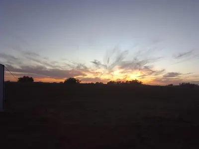 a sunset in the middle of a field at Trek Plan Camp in Mhamid