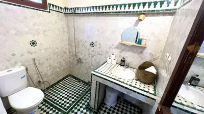 a bathroom with a sink and a toilet at Youssef in Fès