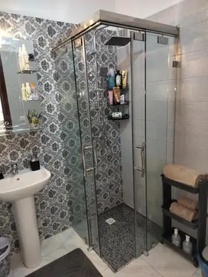 a bathroom with a shower and a sink at Heaven of Fes in Fès