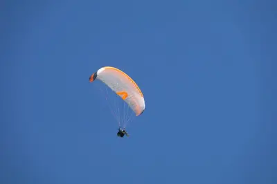 a paraglider in the blue sky at Gite Ogog Tacheddirt in Tacheddirt