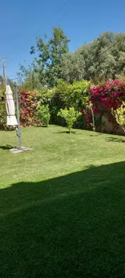 a field of green grass with trees and flowers at Villa Ourika ,Atlas in Ourika