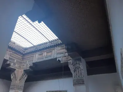 a ceiling with a skylight in a building at suite 3 people Naima mbarki in Fès