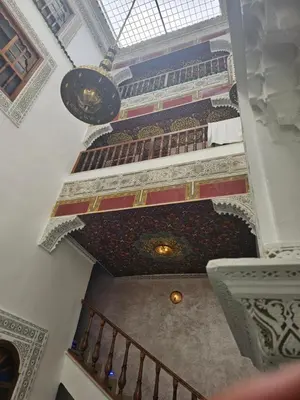 an overhead view of a staircase in a building at Riad Diamant Bleu in Fès