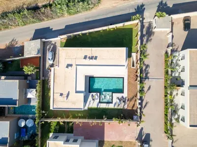 an overhead view of a building with a swimming pool at Villa Seyana master, piscine privée, sans vis à vis in Marrakech