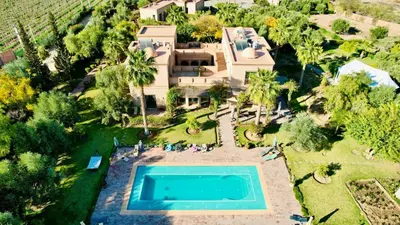 an aerial view of a house with a swimming pool at La Kasbah Aalma D'or in Najem