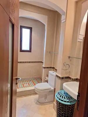 a bathroom with a toilet and a sink at Villa des oliviers in Marrakech
