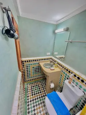 a bathroom with a toilet and a sink at RIAD LALJ Fes in Fès