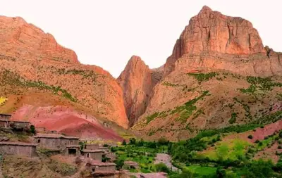 a view of a mountain with a village in the foreground at Taghia Accommodation in Taghia