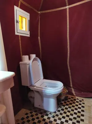 a bathroom with a toilet and a sink at Oasis Luxury Camp in Merzouga