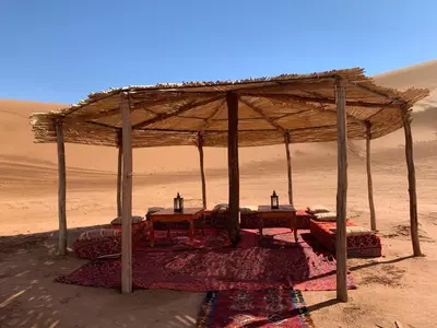 a tent in the middle of the desert at Ali Baba Desert Camp in El Gouera