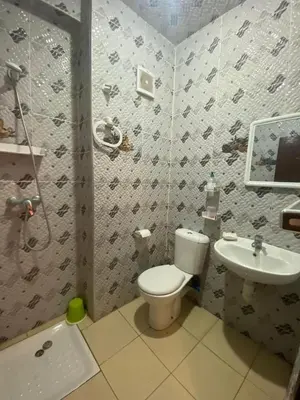 a bathroom with a toilet and a sink at Marwan's apartment 2 in Ifrane
