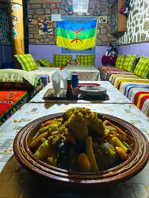 a plate of food on top of a table at Youssef Rezki Taghia in Taghia