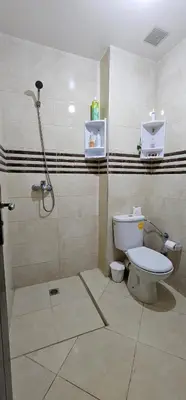 a bathroom with a toilet and a shower stall at Diar Kamiliya Meknès in Meknès