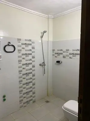 a bathroom with a shower and a toilet at Appart propre et bien situé in Fès