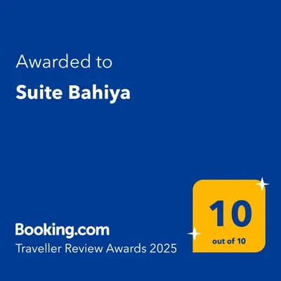 a yellow sign with the text awarded to suite balika at Suite Bahiya 19 in Fès