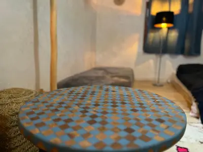 a blue and orange table in a room at Superides Camp in Ourika