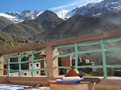 a building with a view of a mountain at GITE DETAPE DAR AGSWAL DOUAR WANSKRA OUED IMNANE ASNI MARRAKECh in Tacheddirt
