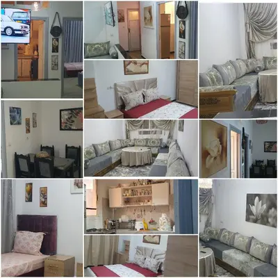 a collage of photos of a living room at Guercif in Guercif