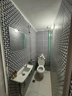 a small bathroom with a toilet and a sink at Moorish Cabana in Fès
