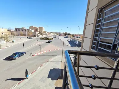 a view of a street from a balcony of a building at Dar Ines in Midelt