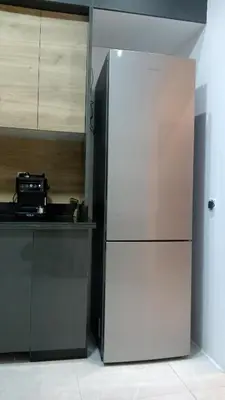 a kitchen with a refrigerator and a counter at Villa jama in Marrakech