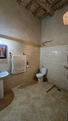 a bathroom with a toilet and a sink at Dar Tamzdamte Skoura in Skoura