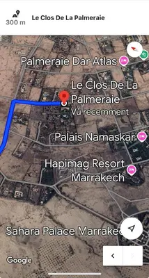 a screenshot of a map of la palestine with a blue line at Riad du Bab atlas in Marrakech
