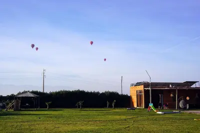 a group of kites flying in the sky over a field at Getaway between nature and adventure in Marrakech