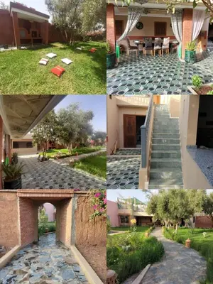 a collage of photos of a house with stairs and grass at House Medina Villa in Salene