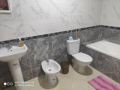 a bathroom with a toilet and a sink and a tub at hotel DIJON ouzoud in Ouzoud